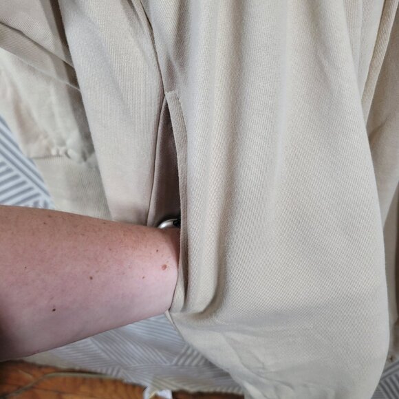 NEW batul Long Trench Hoody Coat Jacket Size Large Modest Beige Tan Cinch Waist - Picture 7 of 13